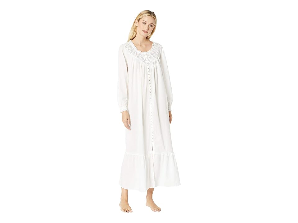 

Eileen West Cotton Lawn Ballet Button Front Coat (White) Women's Robe