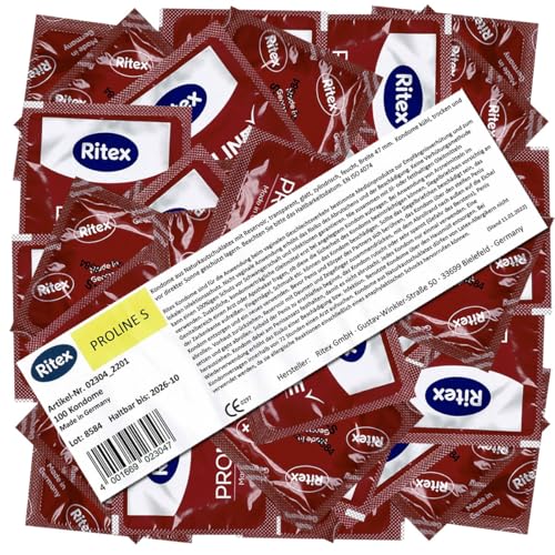 Ritex Proline S 100 Preservativos de látex con aroma agradable, fácil manejo, tamaño pequeño (47 mm)