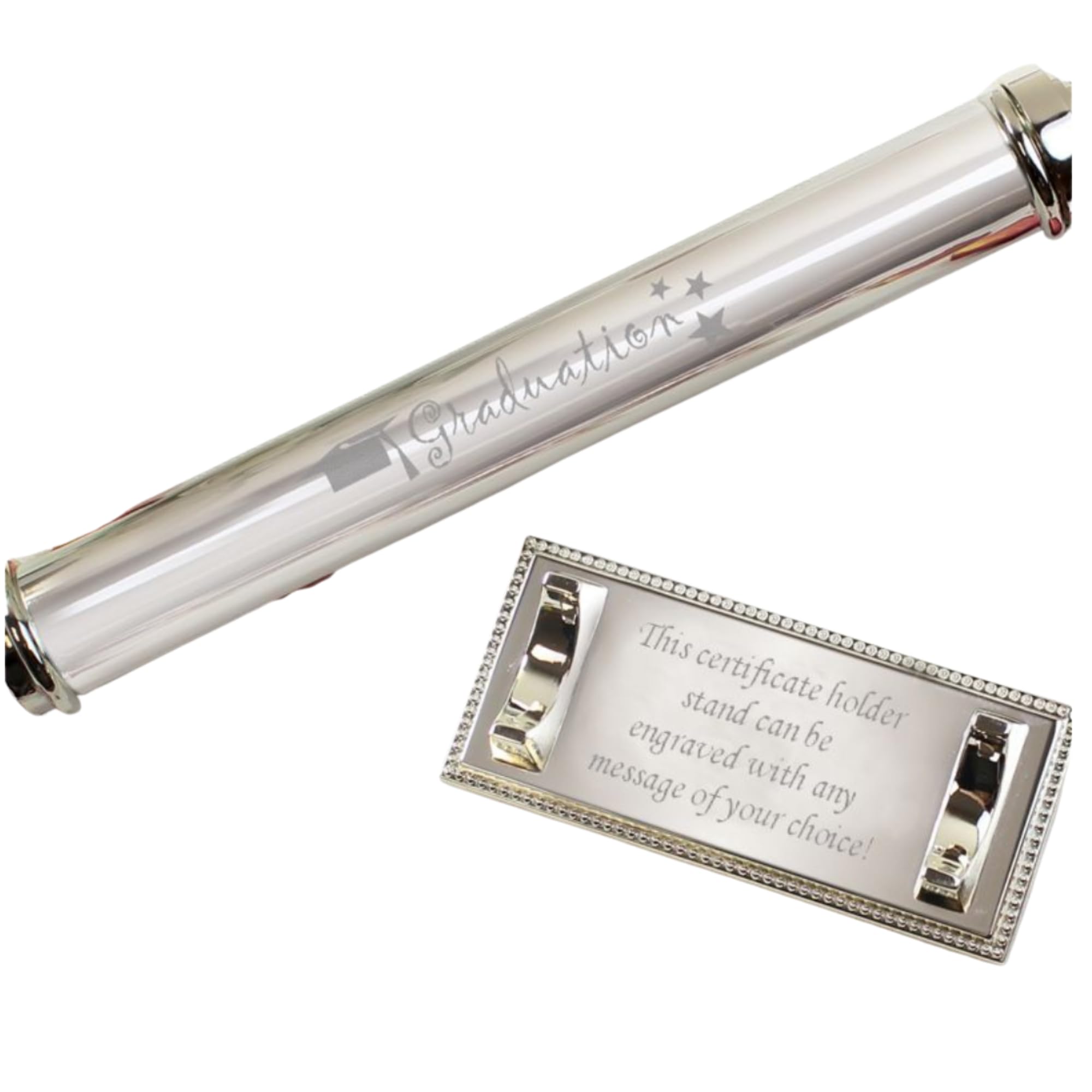 CalEli Gifts Graduation Certificate Holder. Personalised Silver Plated Certificate Holder