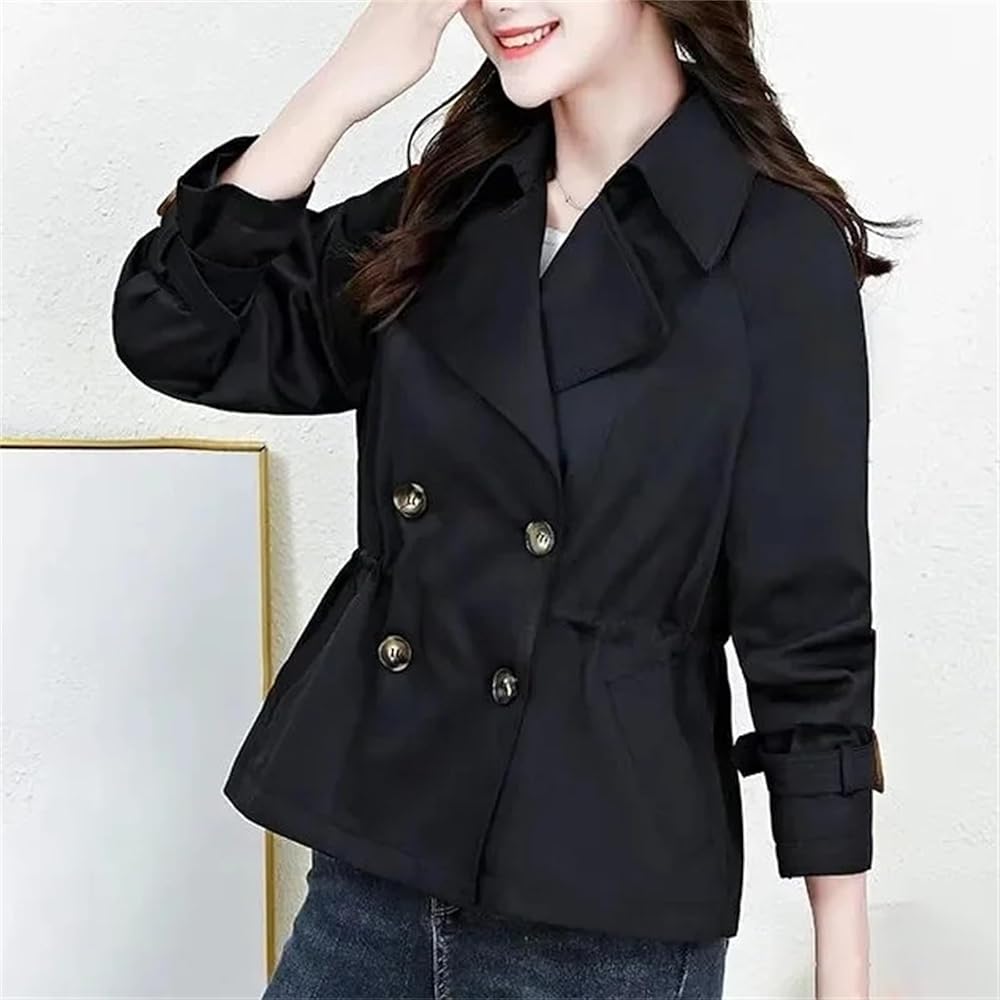 Amazon.com: Women's Spring Short Double-Breasted Trench Coat