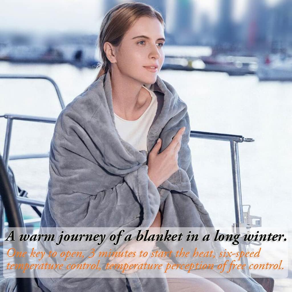 review SOYEN Relieve Fatigue Heated Blanket Flannel Electric Blanket Washable Electric Blanket with 6 Heating Levels 1-3 Hours Auto Off Extremely Soft Utility Savings