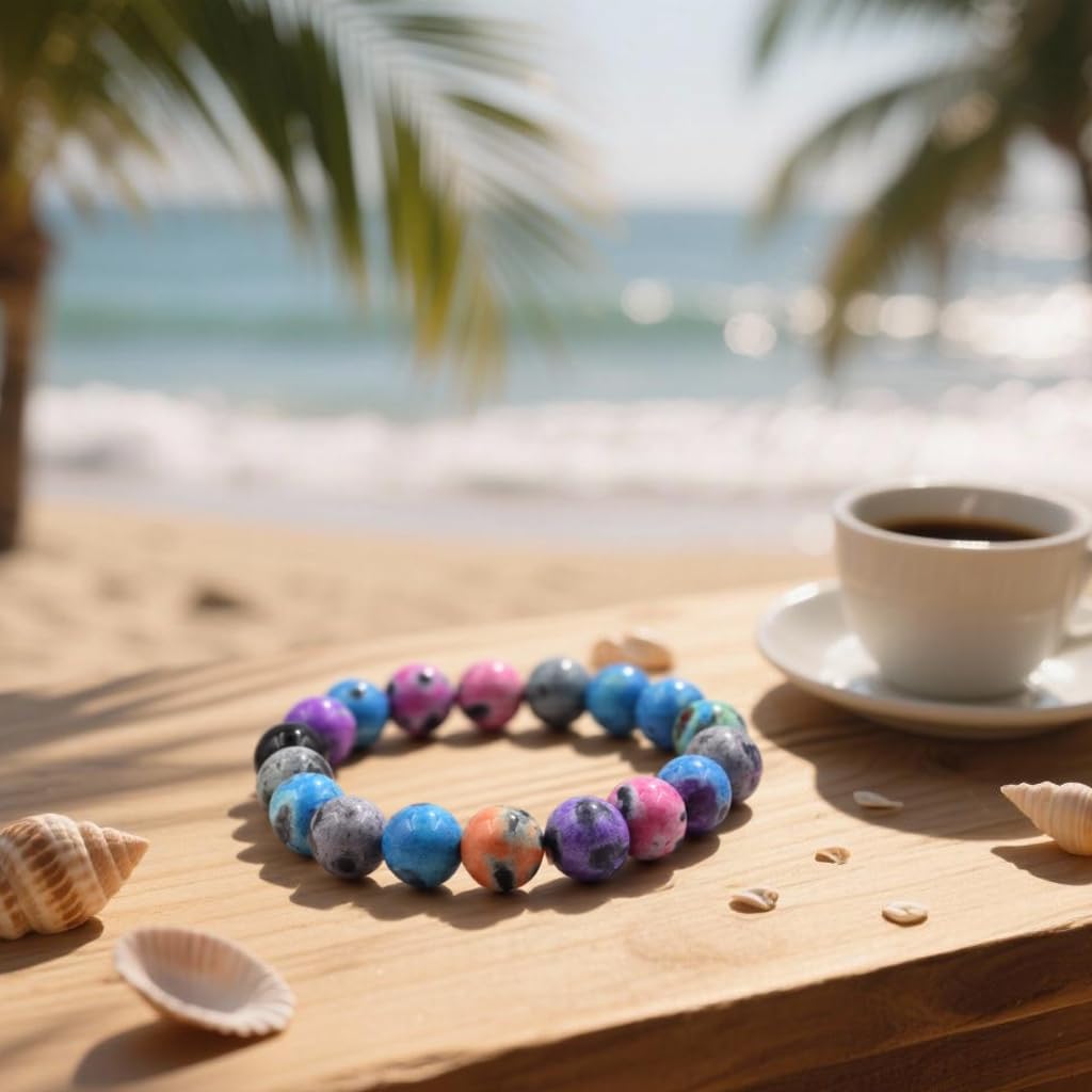 Natural Energy Healing Stone Charm Bracelet 8mm Natural Energy Healing Lava Rock Bracelet - Unisex - Image 8