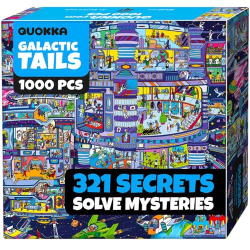 QUOKKA 1000 Piece Jigsaw Puzzle for Adults Galactic Tails Premium Box Packaging with Extra Fun Challenges Stunning Galaxy Dog Puzzle Perfect for Relaxation Creativity & Gift Giving