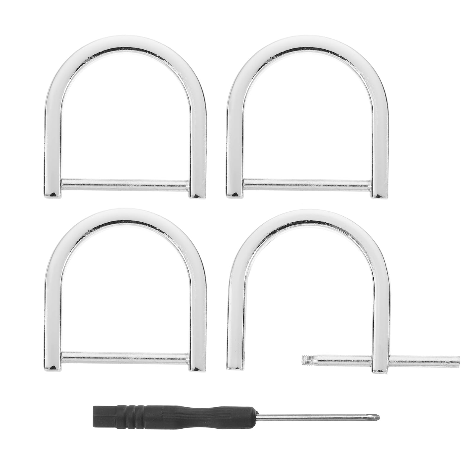 sourcing map D-Rings Screw in Shackle, 4Pcs 0.59 Inch Zinc Alloy Horseshoe U Shape D Ring Buckles for Purse DIY Leather Craft Keychain, Silver
