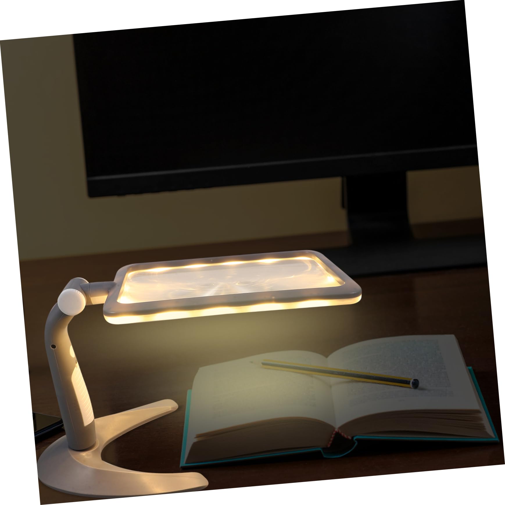 Beaupretty Lupa de Lectura de Sobremesa con 48 Luces Led, Aumento 2.5X, Ligera Soporte para Dibujo y Manualidades, Adecuado para Personas Mayores