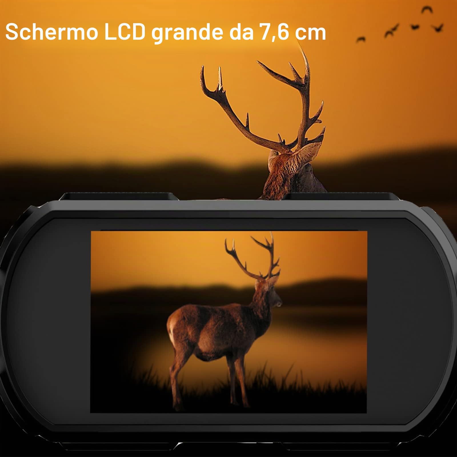 Binocolo Visione Notturna, 32 GB Scheda di Memoria Visore Notturno 3" TFT 8X Digitale Zoom 7-LIVELLI Infrarossi Vista 300M al 100% Buio per la Caccia Osservazione Uccelli e Campeggio