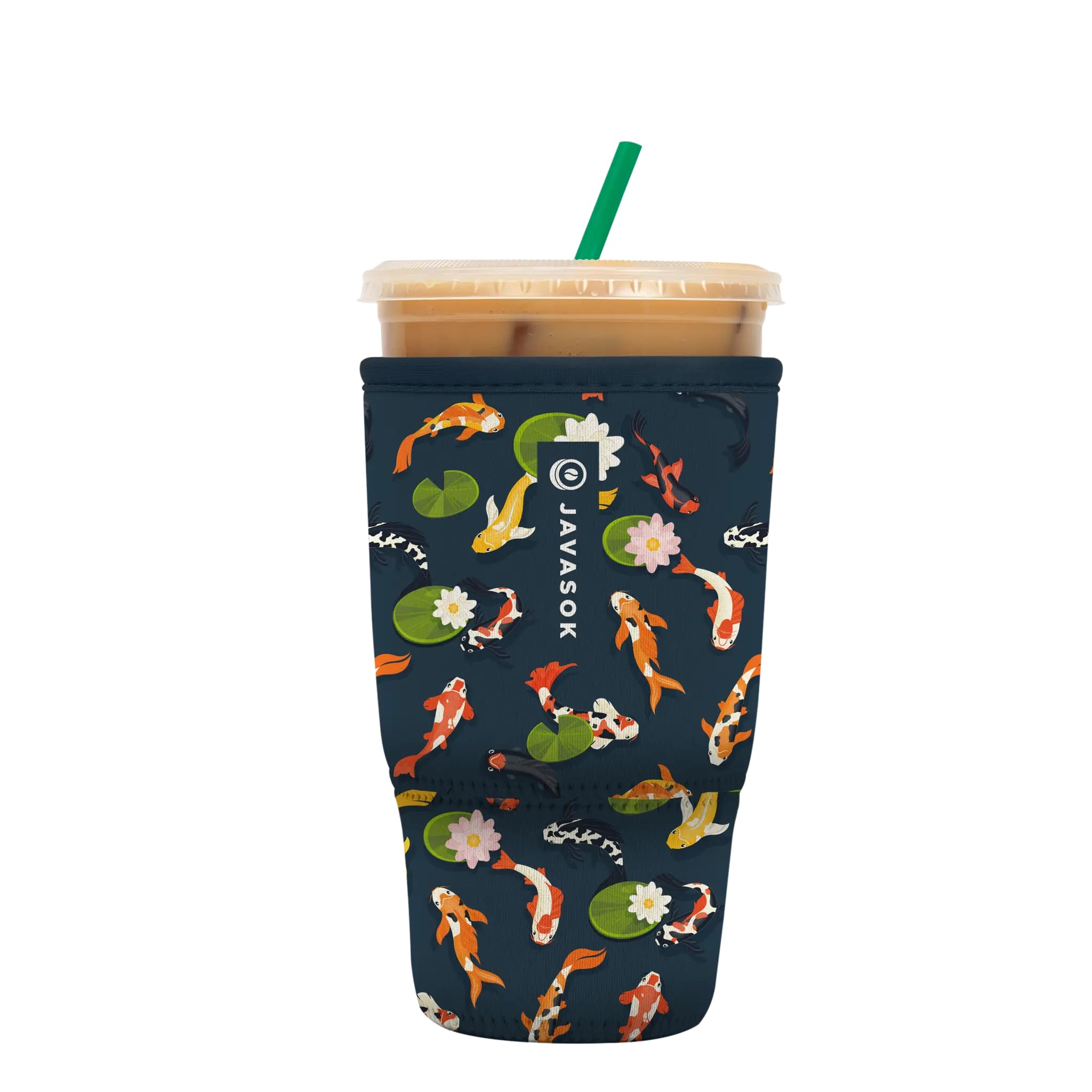 Sok It JavaSok Iced Coffee &amp; Cold Soda Insulated Neoprene Cup Sleeve (Koi Garden, Large: 30-32oz)