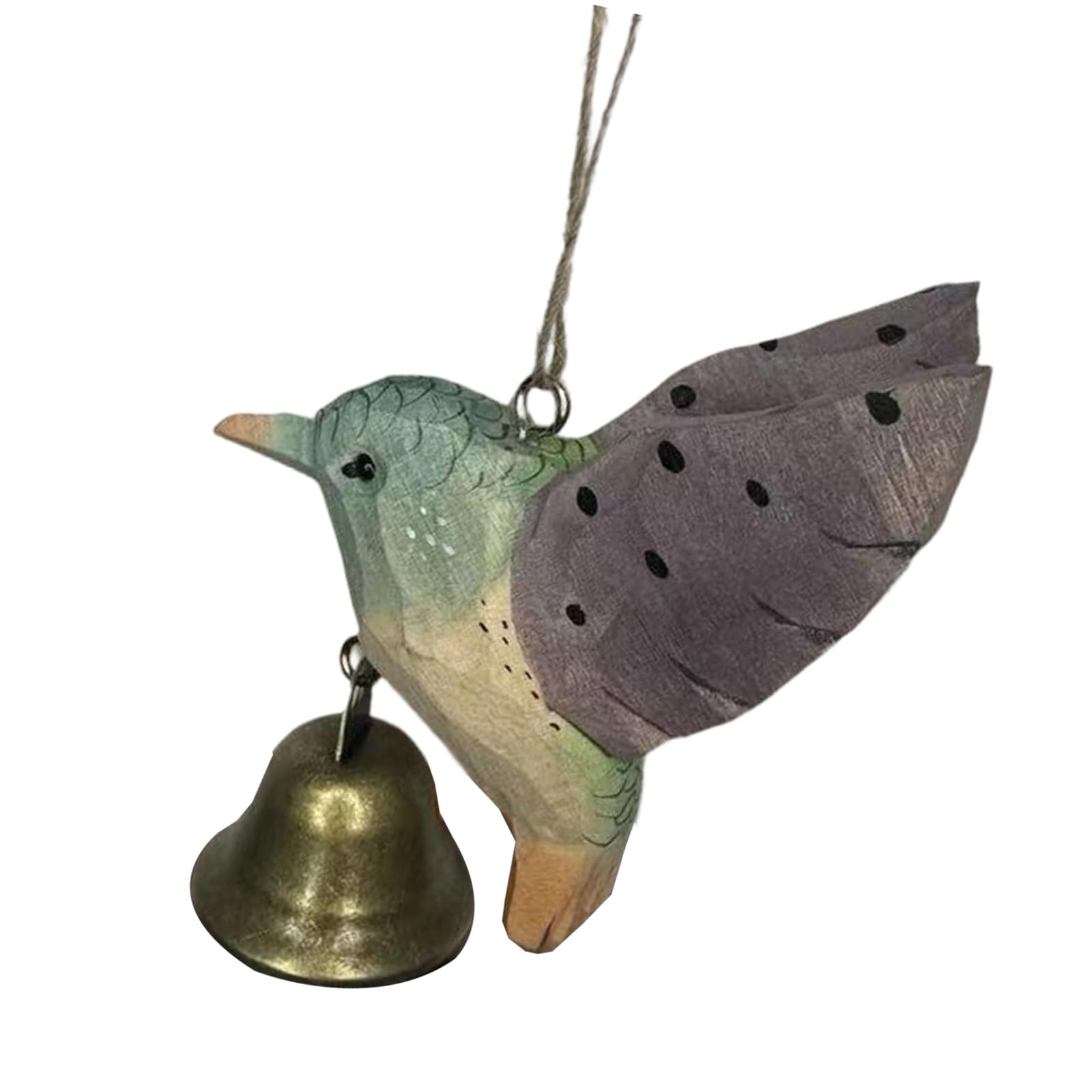 Hand Carved Wood Hummingbird Wind Chimes with Bells Figurines for Home Decor Wood Wind Chimes