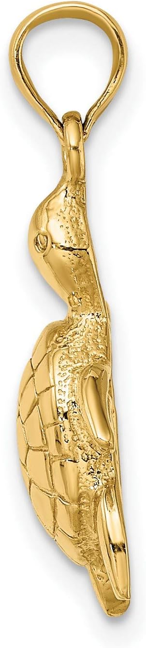 14k Yellow Gold Sea Turtle Pendant for Women or Unisex Wear, Detailed Marine Animal Charm Necklace, Nature Inspired Ocean Jewelry, Symbolic Piece for Wisdom, Protection, and Longevity 17 mm x 13 mm - Image 2