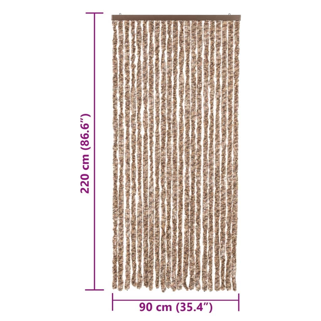 Generico Tenda Antimosche Beige e Marrone Scuro 90x220 cm in Ciniglia,Beige,2.15kg,377321