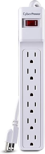 Miniatura 1 de CyberPower CSB606W - Protector de sobretensiones esencial, 900J125V, 6 tomas, cable de alimentación de 6 pies