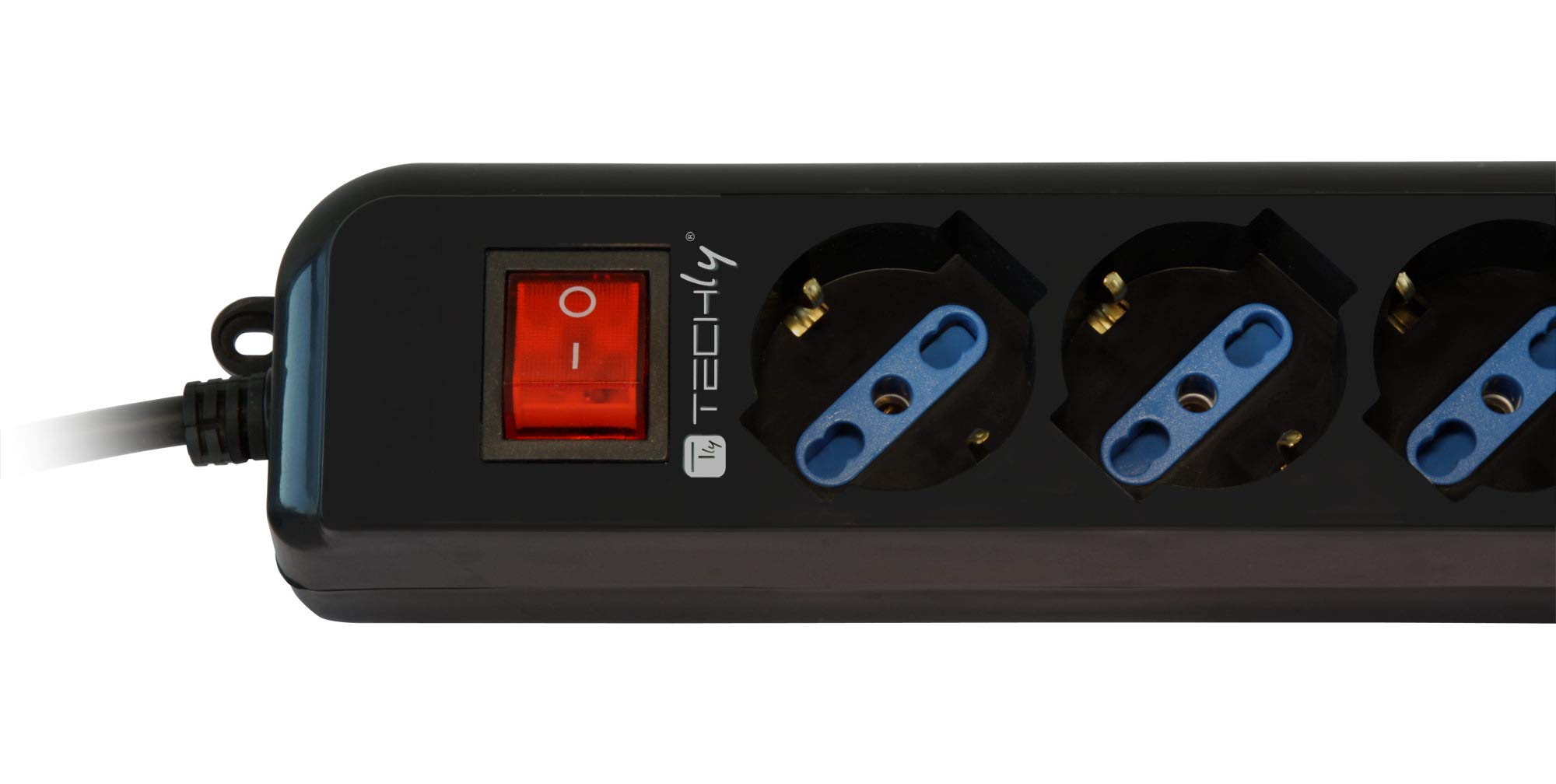 Techly IUPS-PCP-16BK3 base múltiple Interior 3 m 6 salidas AC Negro - Bases múltiples (Interior, 3 m, 6 salidas AC, Tipo L (IT), Tipo F, Tipo L, Negro)
