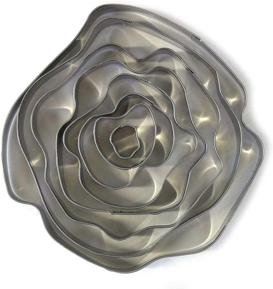 Off Round Rose Modern Flower Cookie Cutter 8 Piece Set by First Impressions Molds for Cake Decorating Gumpaste Flowers