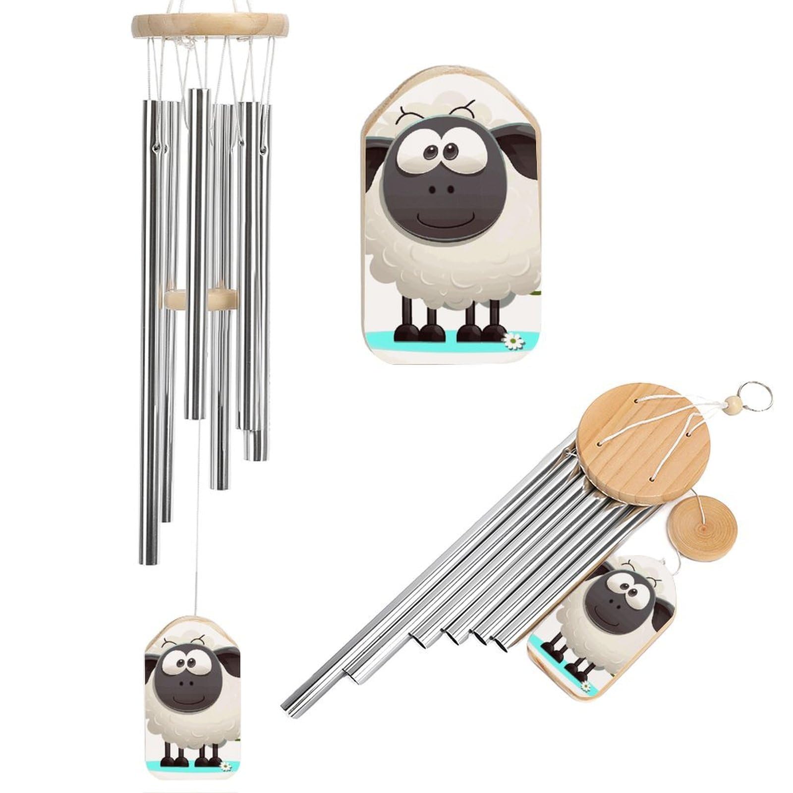 Sheep Wind Chimes for Outside House Warming Gifts, Deep Tone Soothing Melodic Tones Windchimes, Memorial Wind Chime for Home Garden Decoration Aluminium Large Wind Chimes
