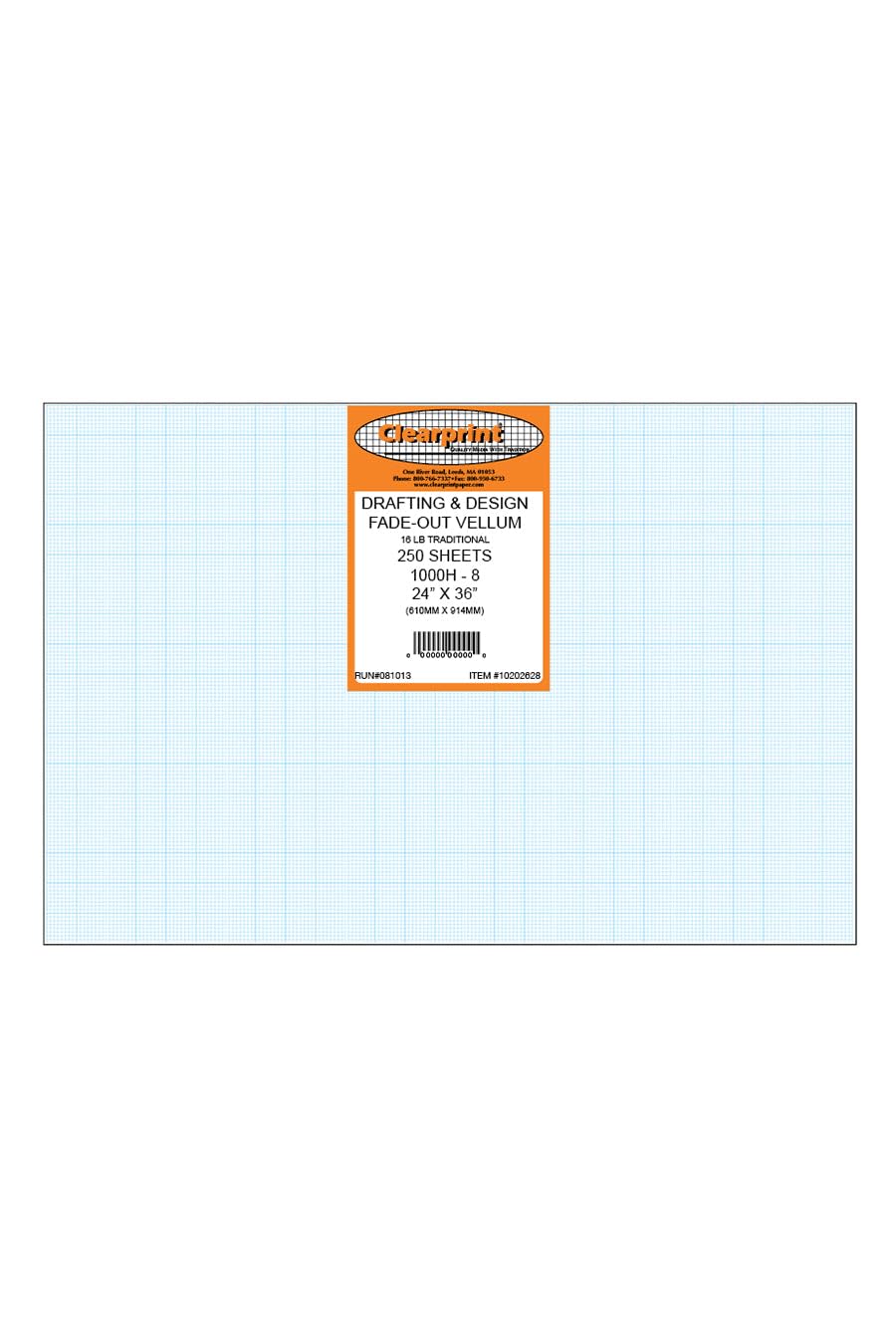Clearprint 1000H Vellum Sheets with 8x8 Fade-Out Grid, 8.5