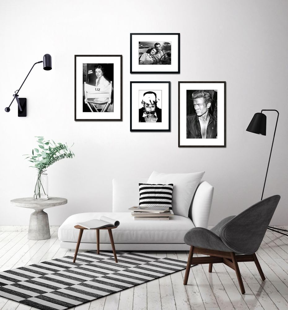 artissimo gerahmtes Poster 50x70 cm James Dean PE6575-SC – Schwarz-Weiß Bild mit Rahmen, Kunstdruck mit Passepartout, Hollywood Stars Wandbild Vintage Hochformat