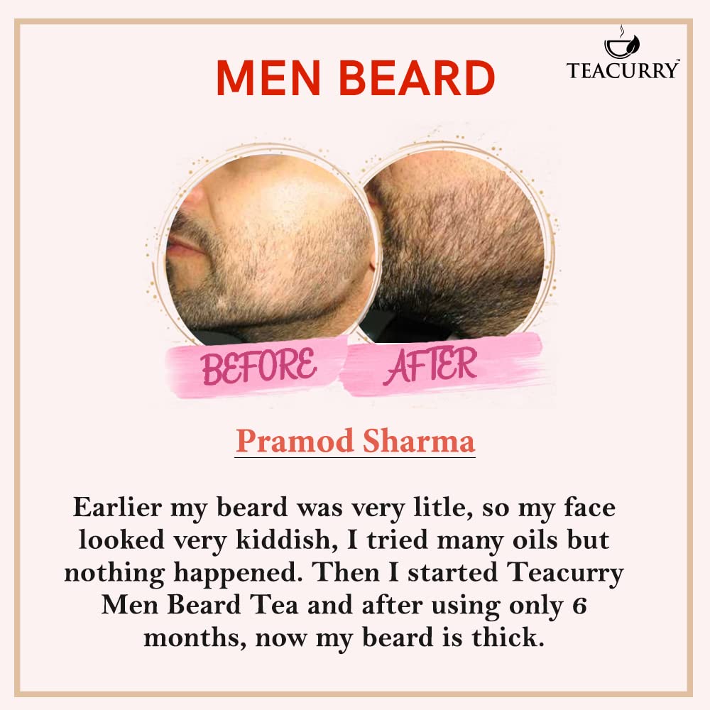 TEACURRY Beard Tea (6 Month Pack | 180 Tea Bags) - Helps with Hair Growth, Shine, Repair & Strength - Image 7 thumbnail