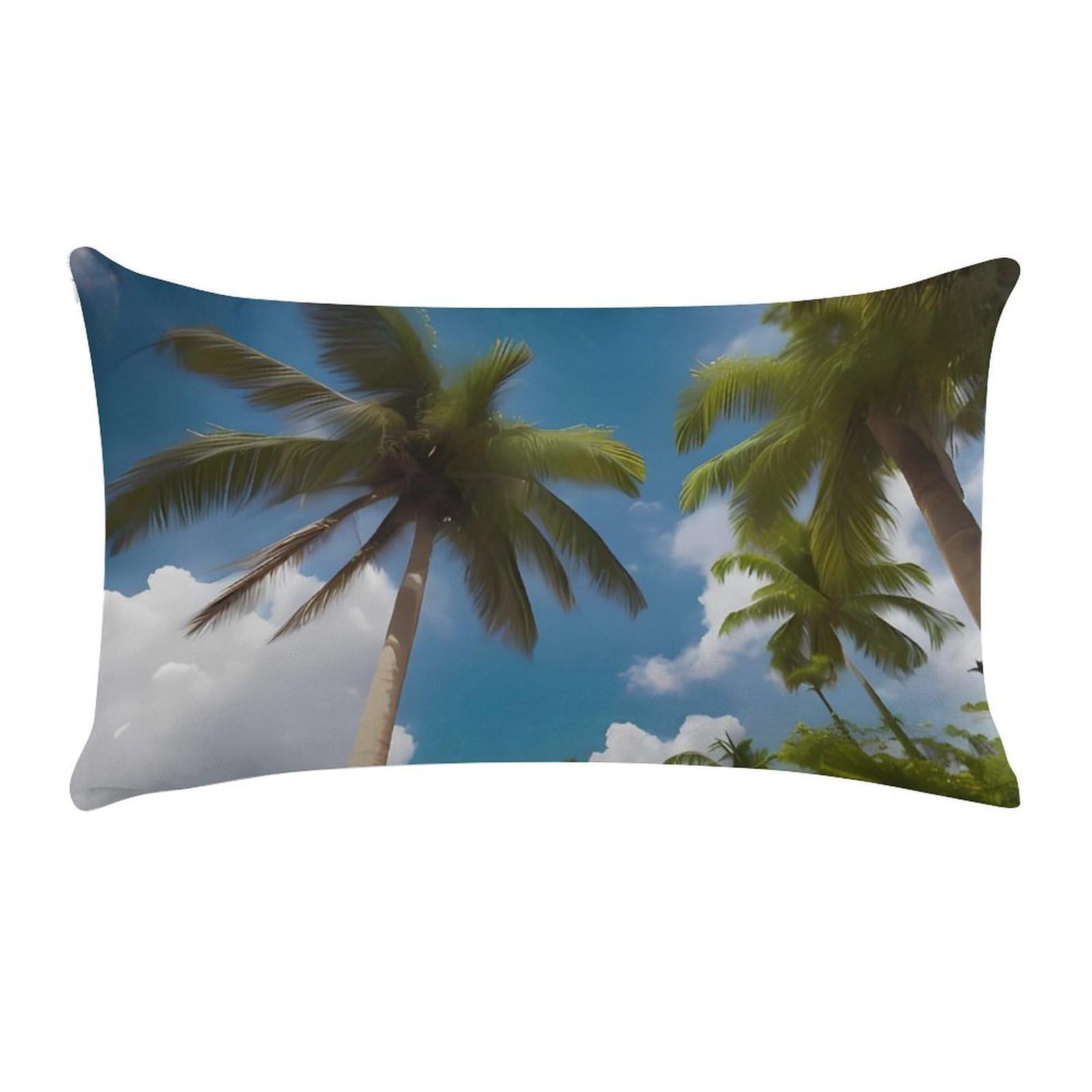 Two Palm Tree Tropical Pillow Cases for Sofa, Super Soft Plush Pillow Cover with Zipper, Luxury Cozy Pillow Shams for All Seasons, Lightweight Pillowcases for Bedroom, 12" X 20"