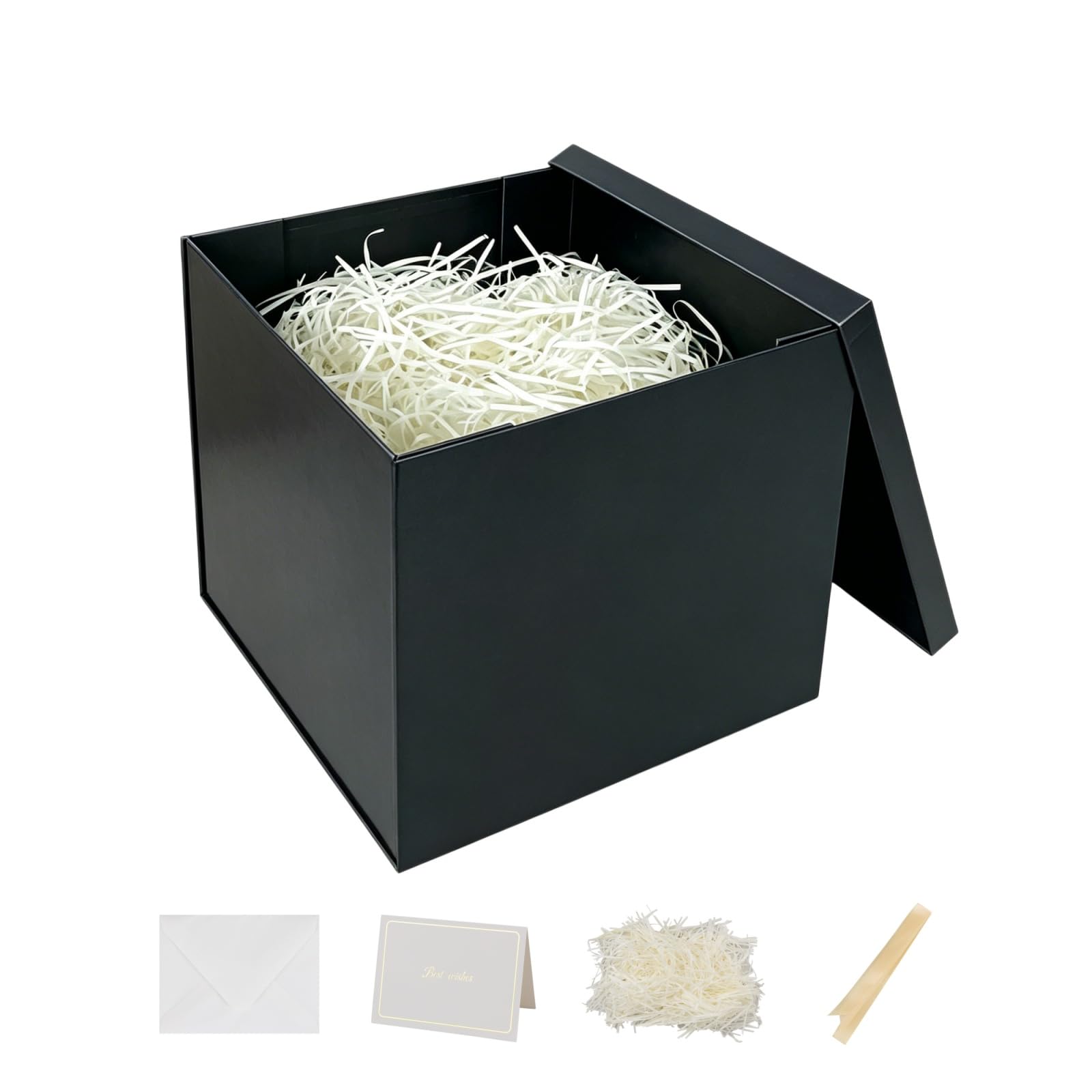 Nenwic Small Gift Box with Lid 22x22x20.5cm Black Boxes, 3Pack