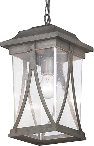 Miniatura 2 de Progress Lighting Abbott Collection - Linterna colgante de cristal transparente con semillas para exteriores, 1 luz, color peltre antiguo
