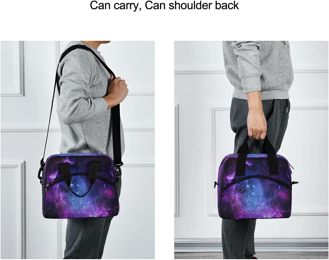 Insulated Cooler Lunch Bag Lunch Box Universe Galaxy Nebula Space for Office Work Picnic Hiking Beach Organizer with Adjustable Shoulder Strap