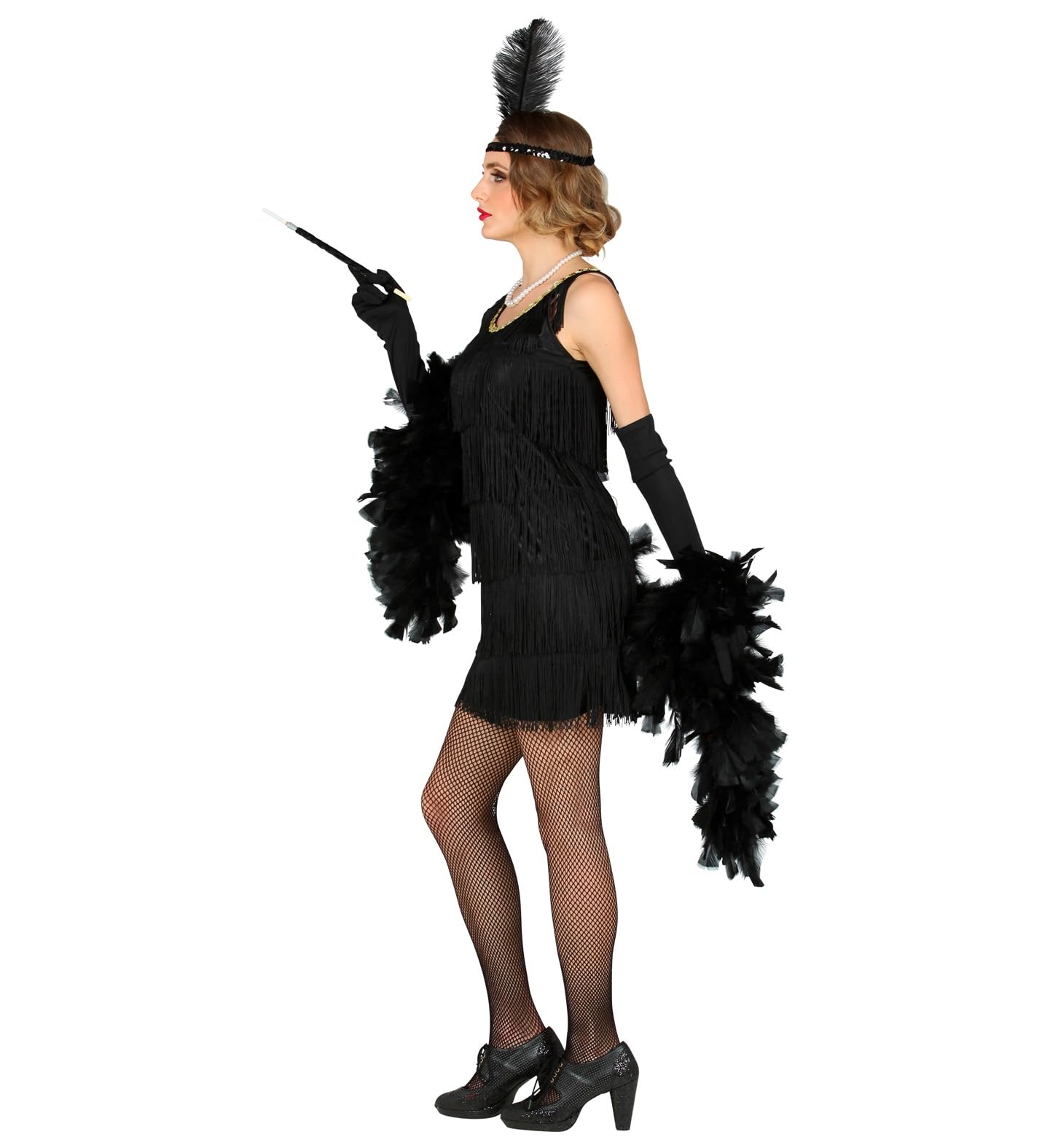 W WIDMANN MILANO Party Fashion - Costume années 20 Charleston Flapper, robe à franges, déguisements de carnaval