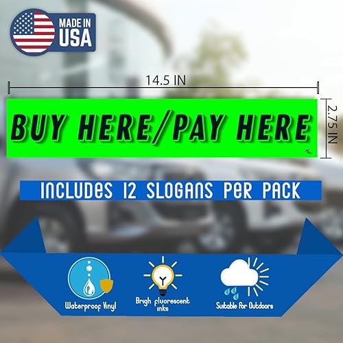 Miniatura 2 de Versa Tags - Calcomanías para parabrisas, paquete de 12 unidades, compra aquí, pagar aquí, financiamiento, financiamiento disponible, garantía,