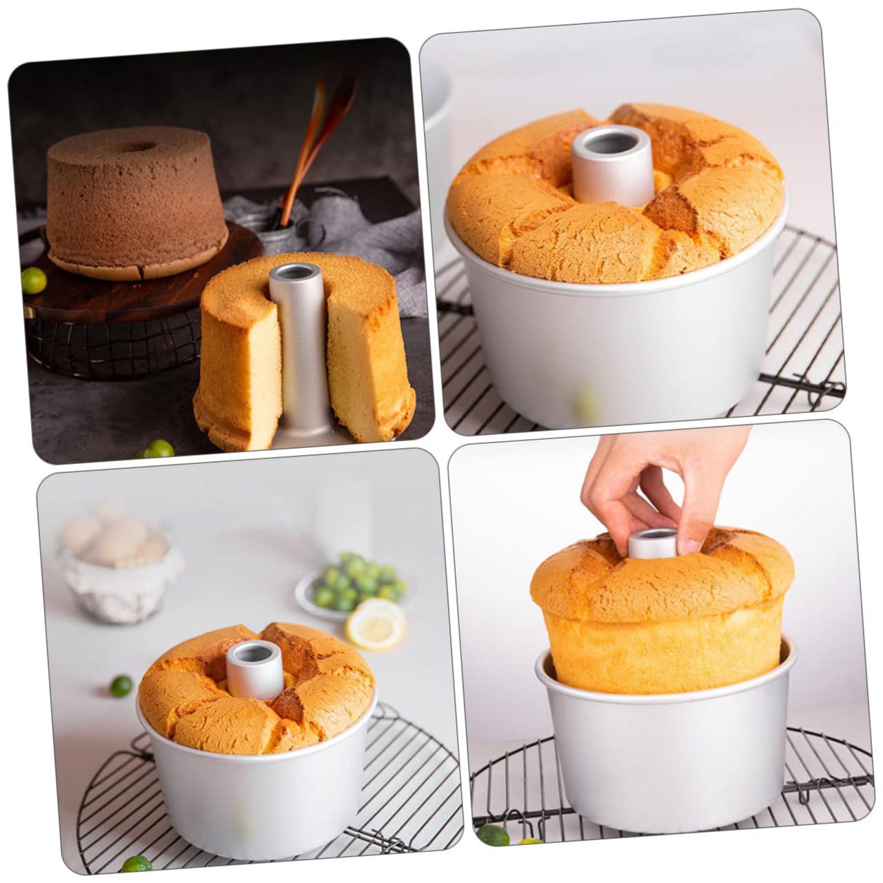 TOPBATHY 2 Ensembles moule à gâteau vivant géant Rouge boîtes de conserve cuit air moule muffins moule entremet moule a gateau moule de cuisson pour gâteau évidé alliage d'aluminium Silver