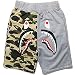 Athletic Pants Shark Pattern Camouflage Stitching Shorts Men Drawstring Sports Shorts(Grey M)