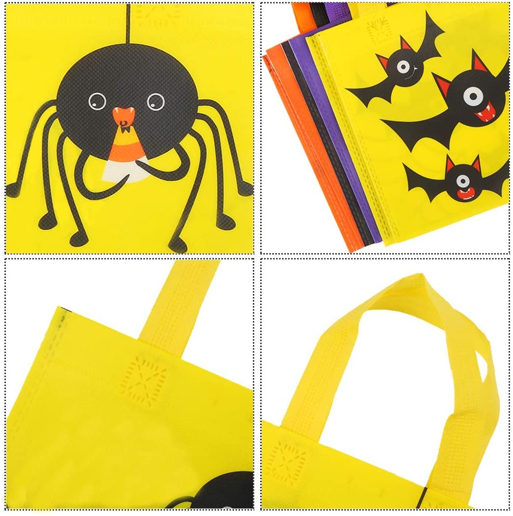 JOFONY 24 Stück Halloween Non-Woven Leckerli Taschen,Tragetaschen Party Geschenktüten mit Griffen für Halloween Süßes oder Saures Gastgeschenke für Kinder
