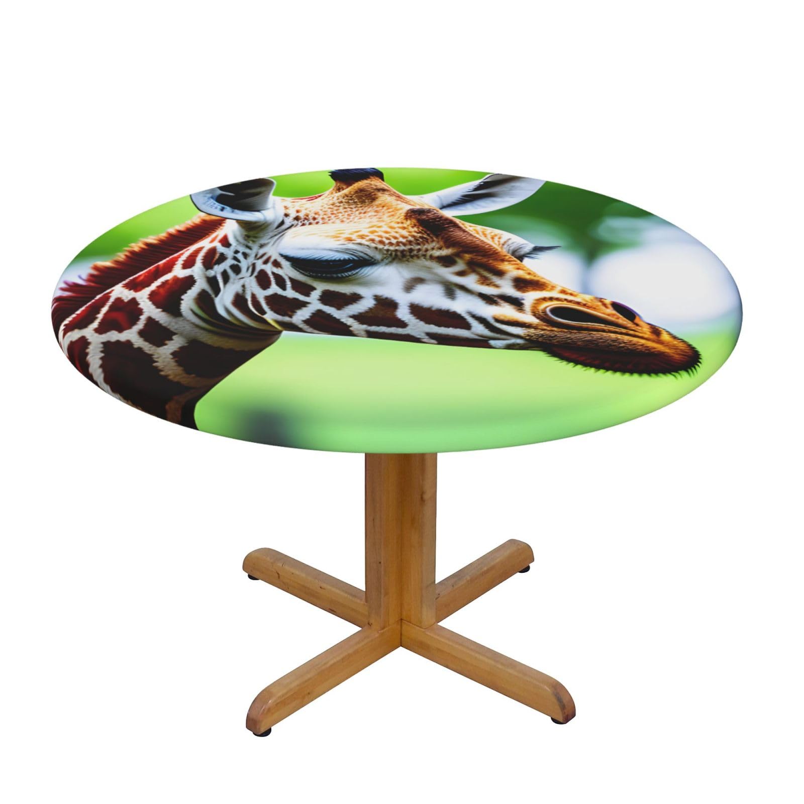 Cartoon Giraffe Print Wipe Clean Oval Tablecloth Stain-Resistant Dining Table Accessories Table Protector For Home