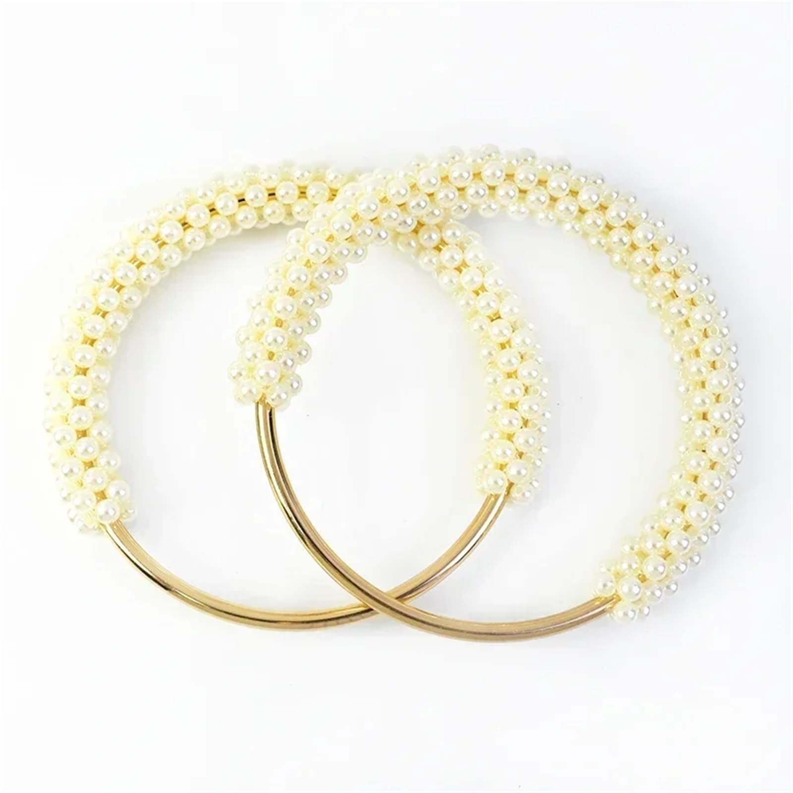 Hebillas de Metal con mango redondo de perlas, 2/4 Uds., 12cm, cierre de gancho, bolsa, anillos colgantes, hebilla de decoración, accesorios de costura DIY(Beige,12cm-4Pcs)