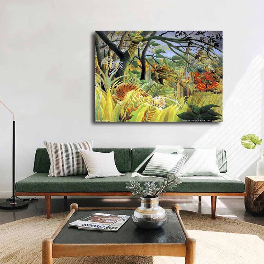 Amazon.co.jp: アンリ・ルソー-Tiger in a Tropical Storm キャンバス