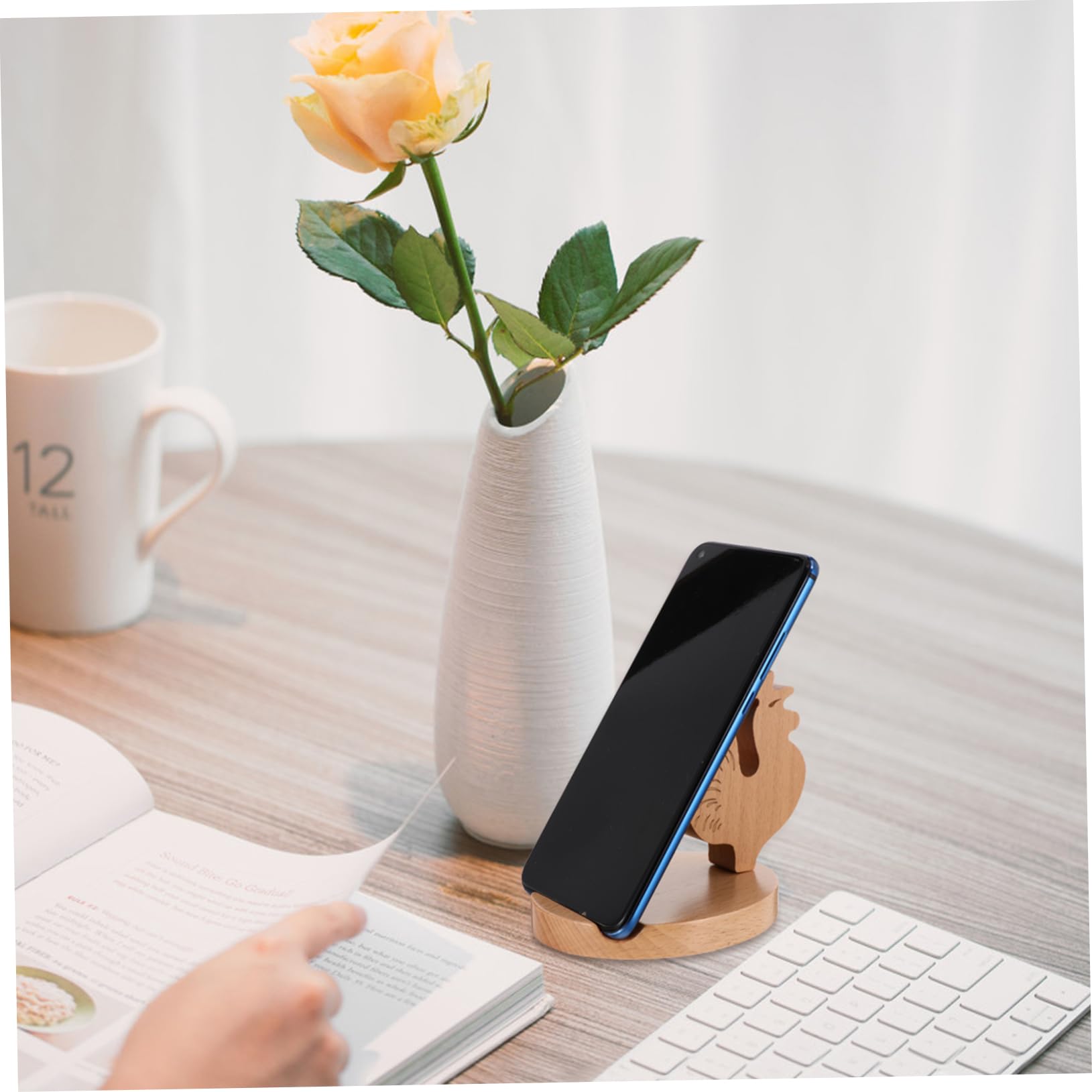 Hemobllo 2pezzi Supporto Telefonico Legno Per Scrivania Porta Tablet e Smartphone Creativo Con Design Animali Per Casa e Ufficio Per Decorare Tuo Desktop