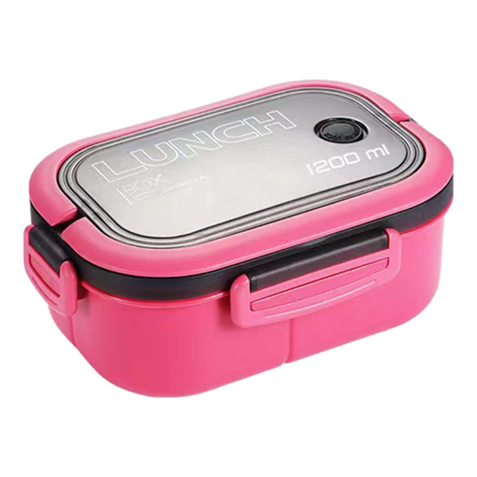 Rianpesn Hot Pink Boxes - Box Lunch Box With 3 Compartment - 2 Layers Lunch Container With High Temperature 1200Ml For Travel, Home, Camping And School