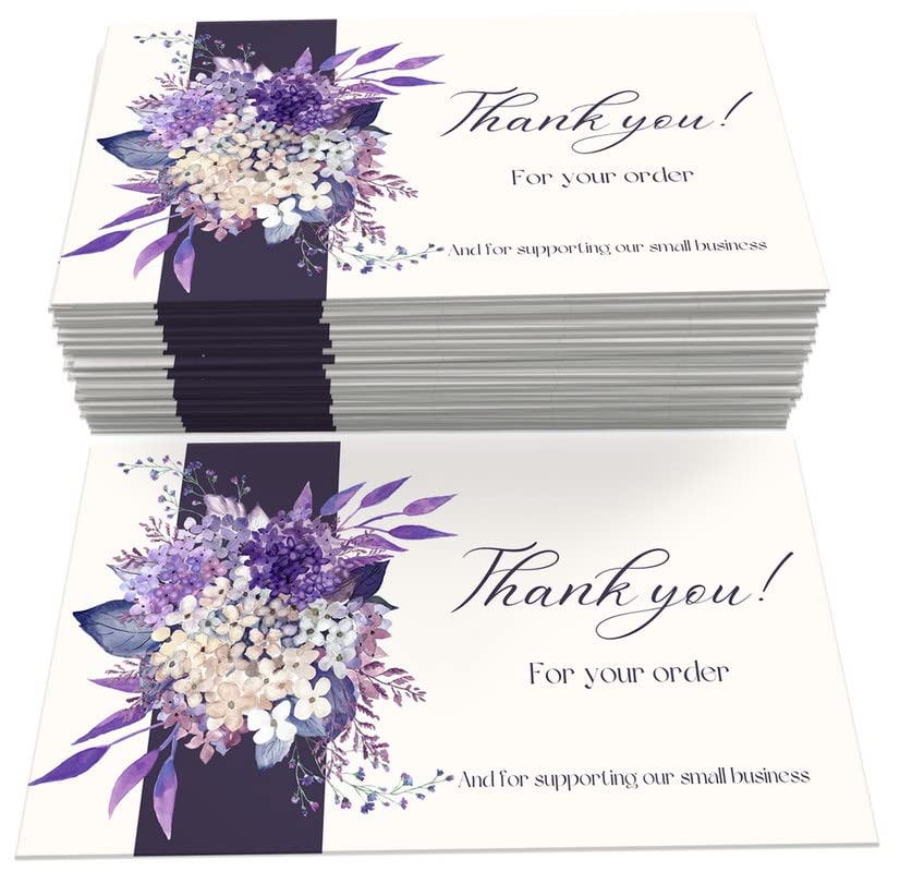 VAAIMAI 60 Pieces Thank You for Supporting My Small Business Card Floral Design Thank You Business Card Colorful Thanks Card Customer Appreciation Package Insert 3.5X2 Inch for Online Retail Store