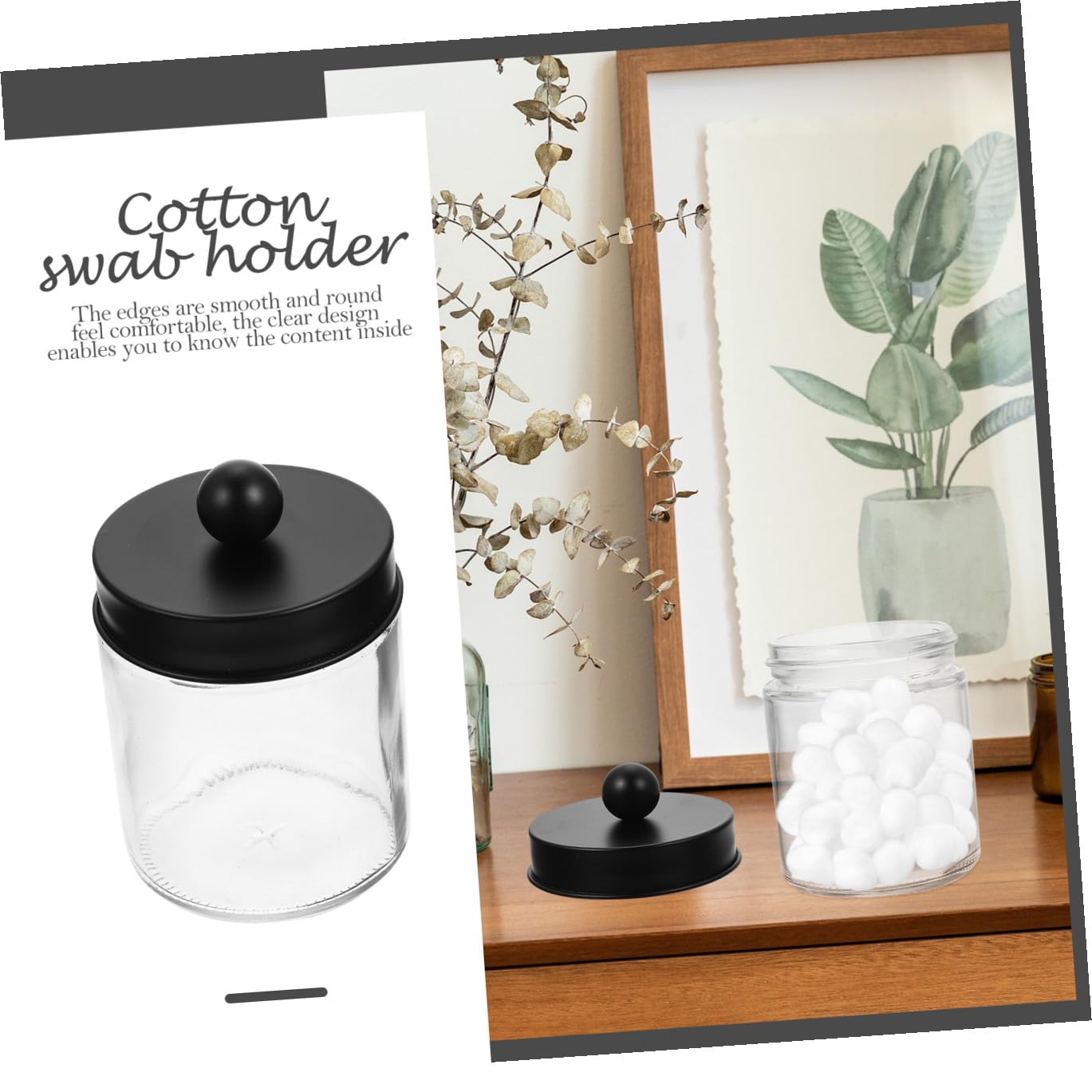 3 Stück Glasbehälter mit Edelstahldeckel Transparenter Wattebauschspender Aufbewahrungsglas für Wattestäbchen und Wattepads Bad Organizer
