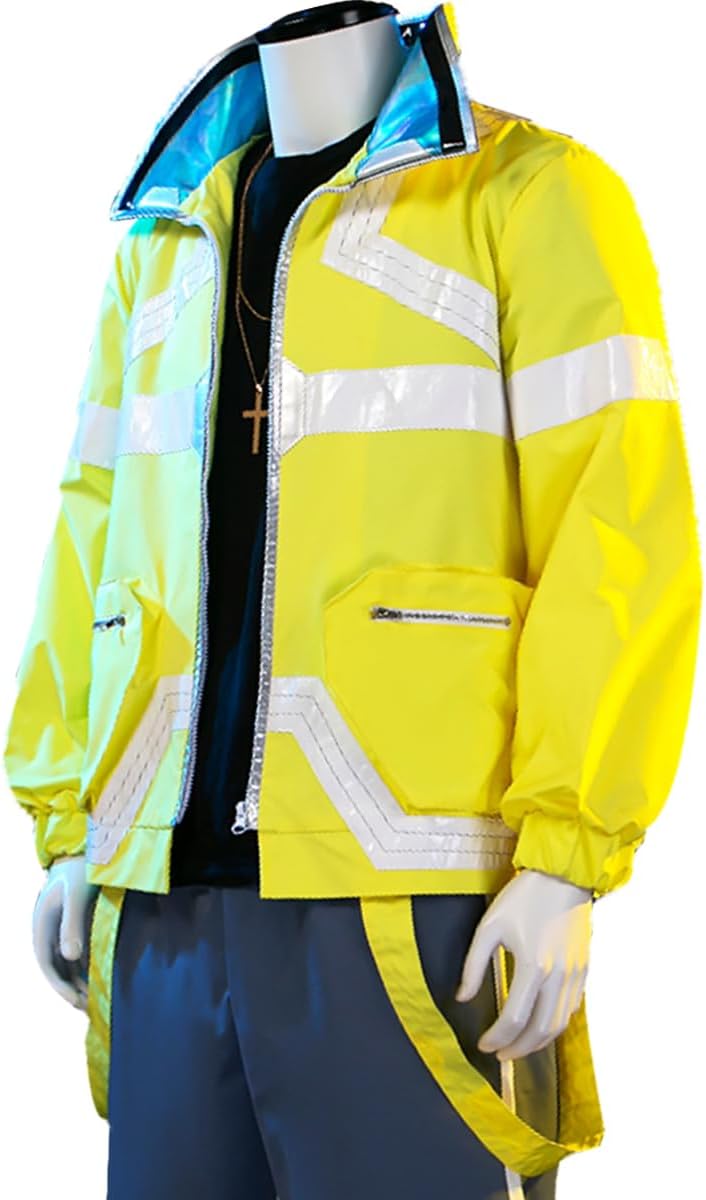 Unisex Men Fashion Punk Anime Yellow Jacket Cosplay Costume Zipper Motorcycle Coat Streetwear Halloween Outfits
