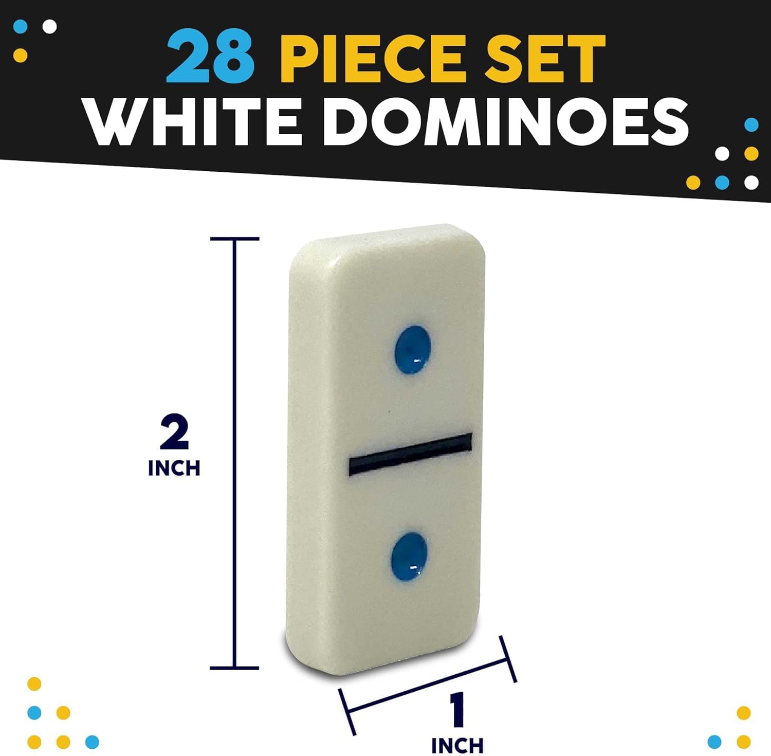 PLUSPOINT Double Six Dominoes, 28 Tile Colored Dots Domino Game Set with Tin Box, Classic Family Board Games Domino Game for Kids, Adults and Families for 2-4 Players(Color Dots) - Image 8 thumbnail