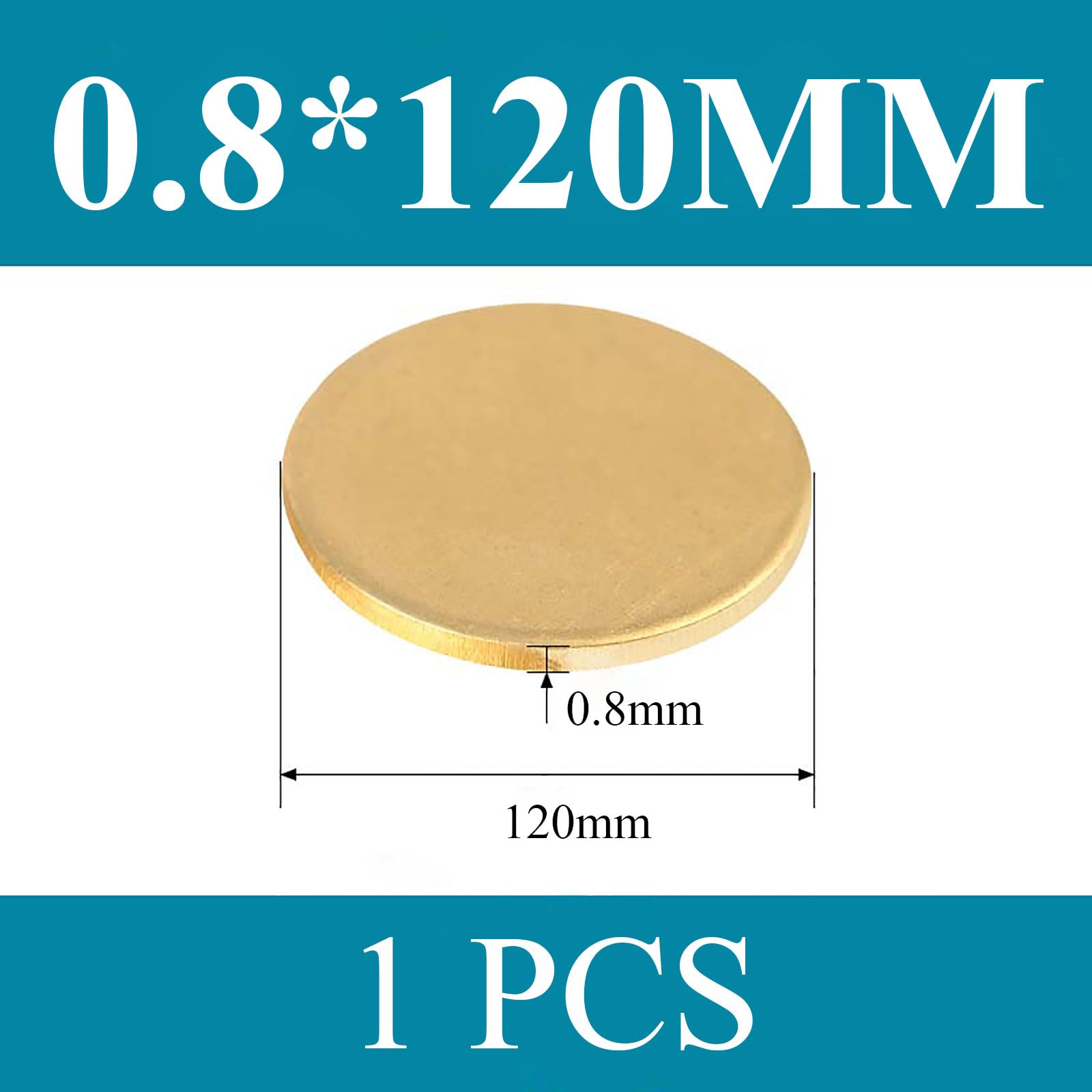 COYOUCO Brass Round Plate Sheets, 0.8Mm Thickness X100/120/150/200Mm Diameter H62 Brass Metal Sheet for Crafts, Models, Repairs,0.8 * 120mm