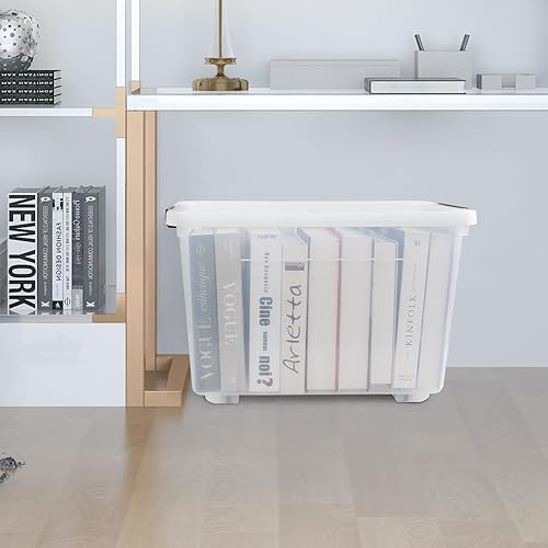 Miniatura 7 de Yesdate Juego de 4 cajas de almacenamiento de plástico, bolsa transparente con asa, 20 L