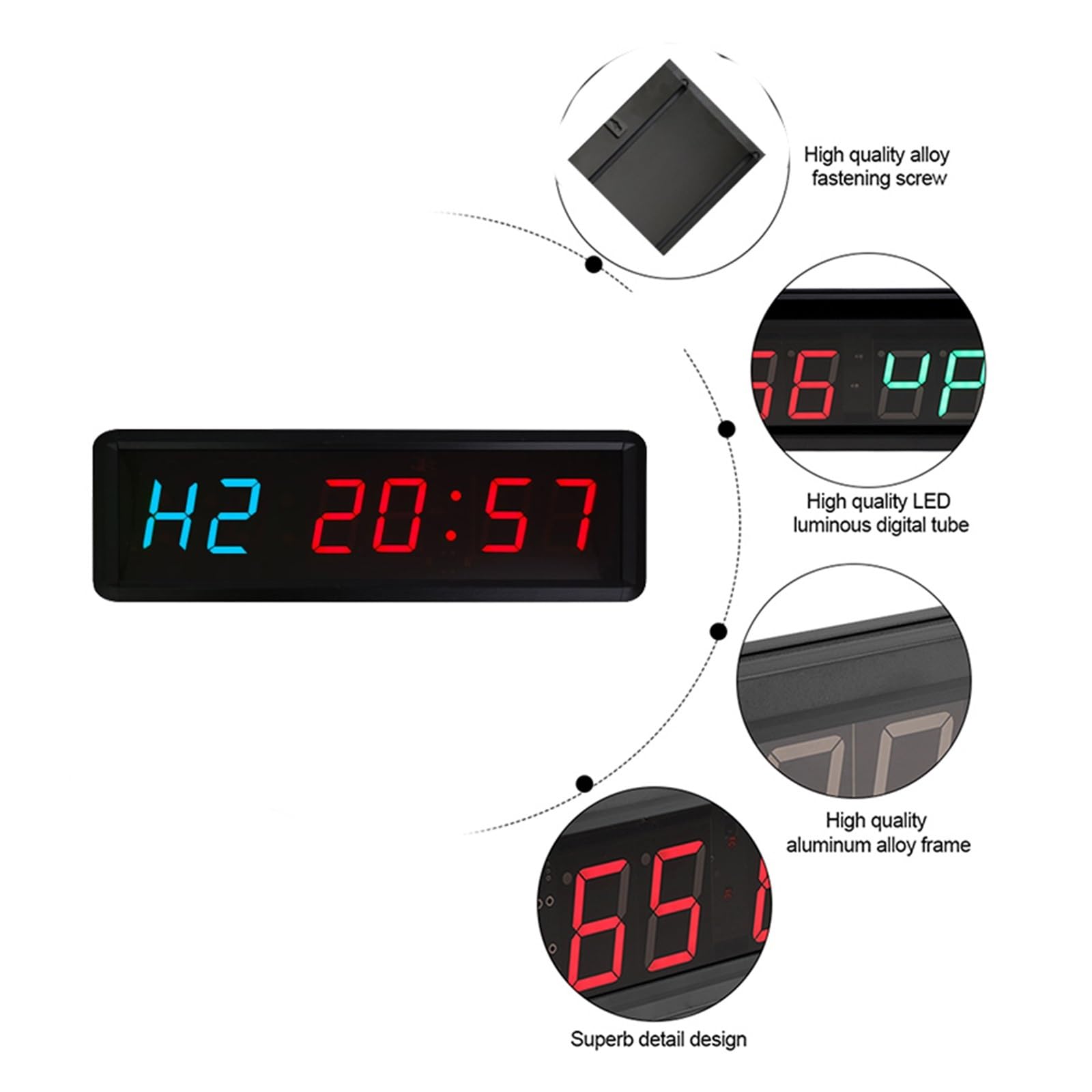 Reloj Digital Reloj cronómetro LED con Temporizador de Cuenta Regresiva programable montado en la Pared de 3 Pulgadas Sensación Visual cómoda en Cualquier Momento(1.8 Inch Green)