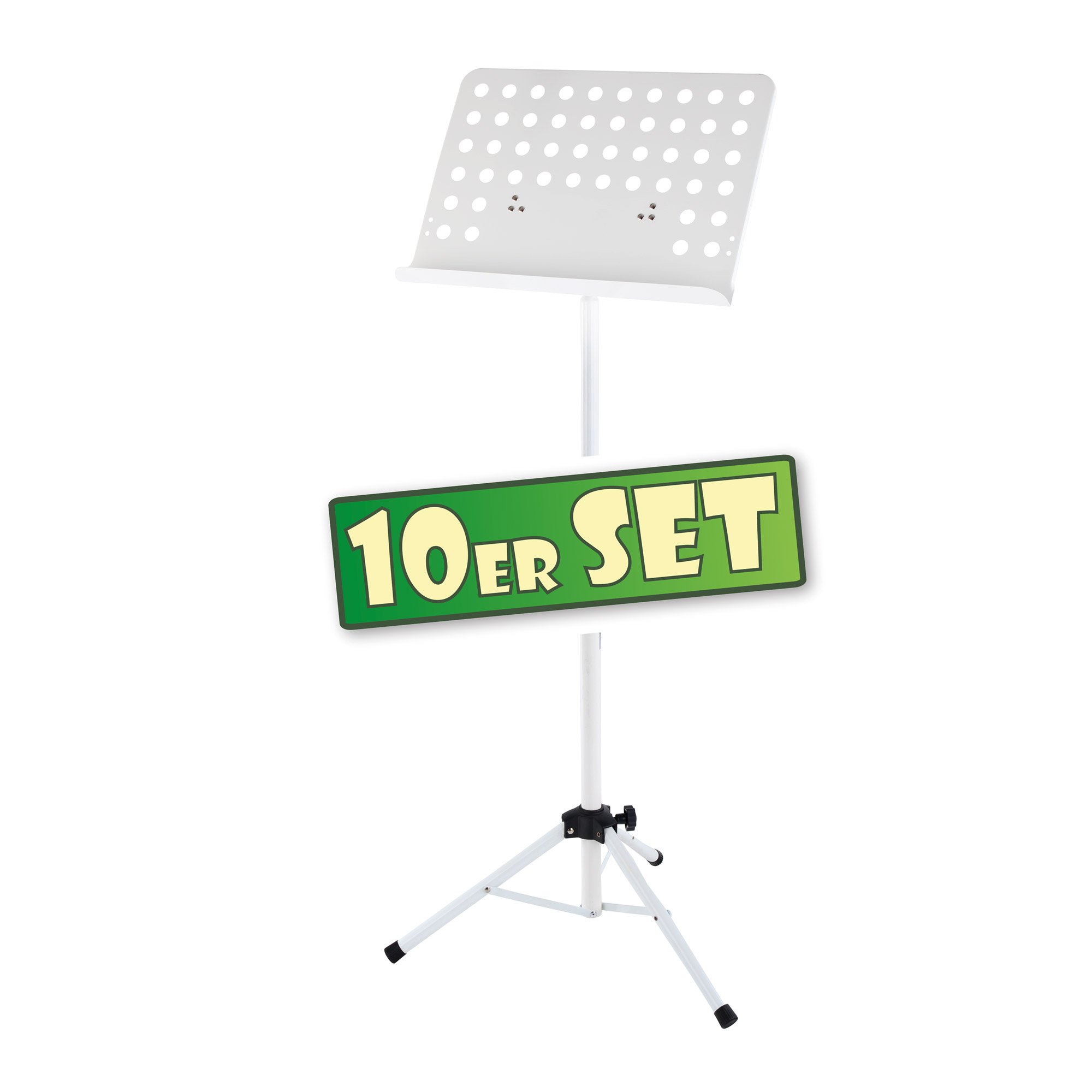 Classic Cantabile atril orquesta chapa perforada Heavy blanco set de 10x