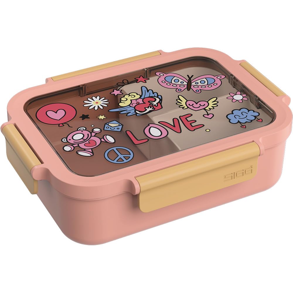 Sigg - NIMO Kids Set Peace & Love - Inner Tray & Leakproof Snack Box - Microwave & Dishwasher Safe - BPA-Free - Lightweight - for School & Leisure - 800ML