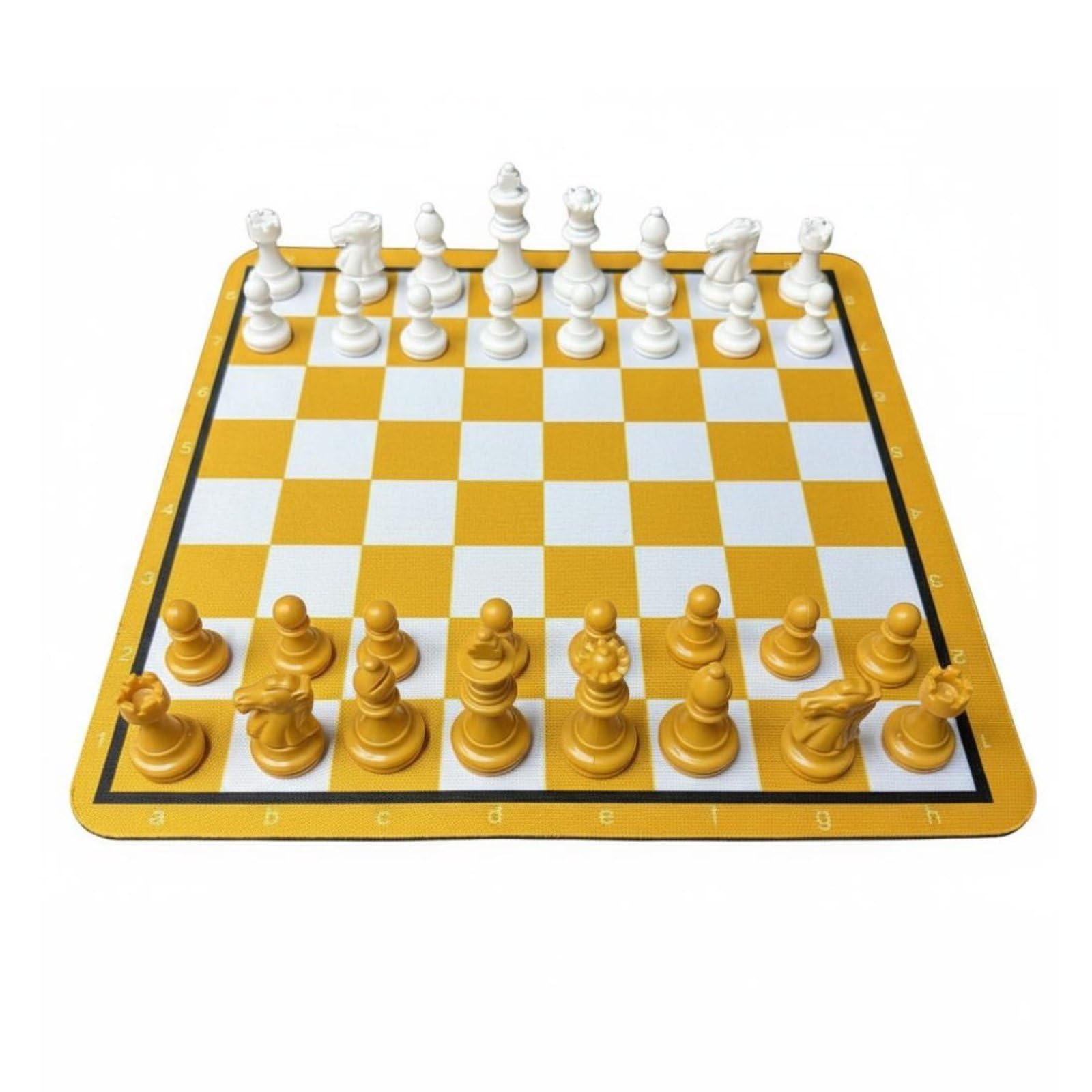 Qianly Portable Chess Set Chess Set Lightweight for Kids, Yellow White
