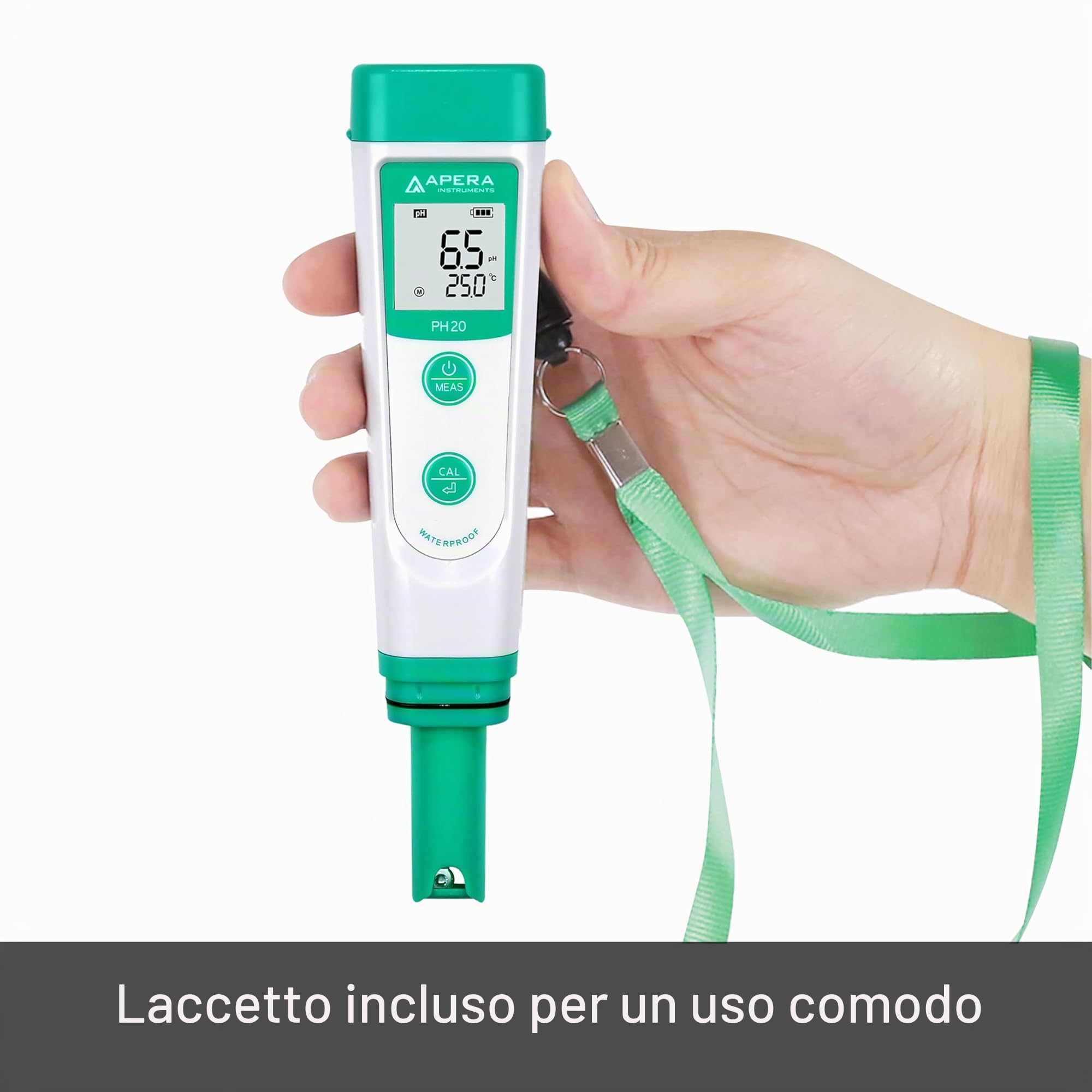 Apera Instruments AI209 PH Tester Economico e Tascabile, PH20 Impermeabile, Accuratezza 0.1, Range 0 – 14.0, Kit Completo