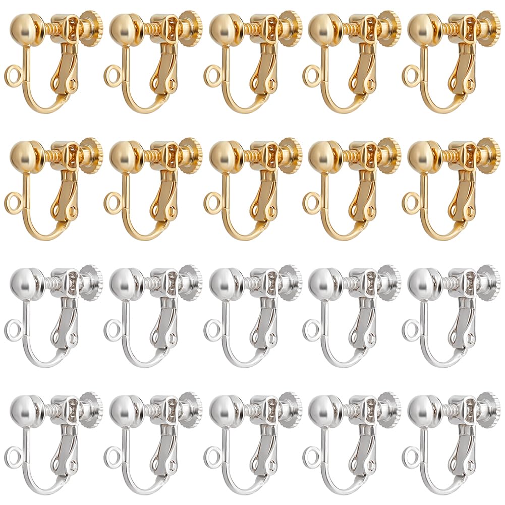 20 Convertisseurs Boucles D'oreilles Clip En Acier Inox 316 - Pour Oreilles Non Percées, Avec Coussinets Silicone