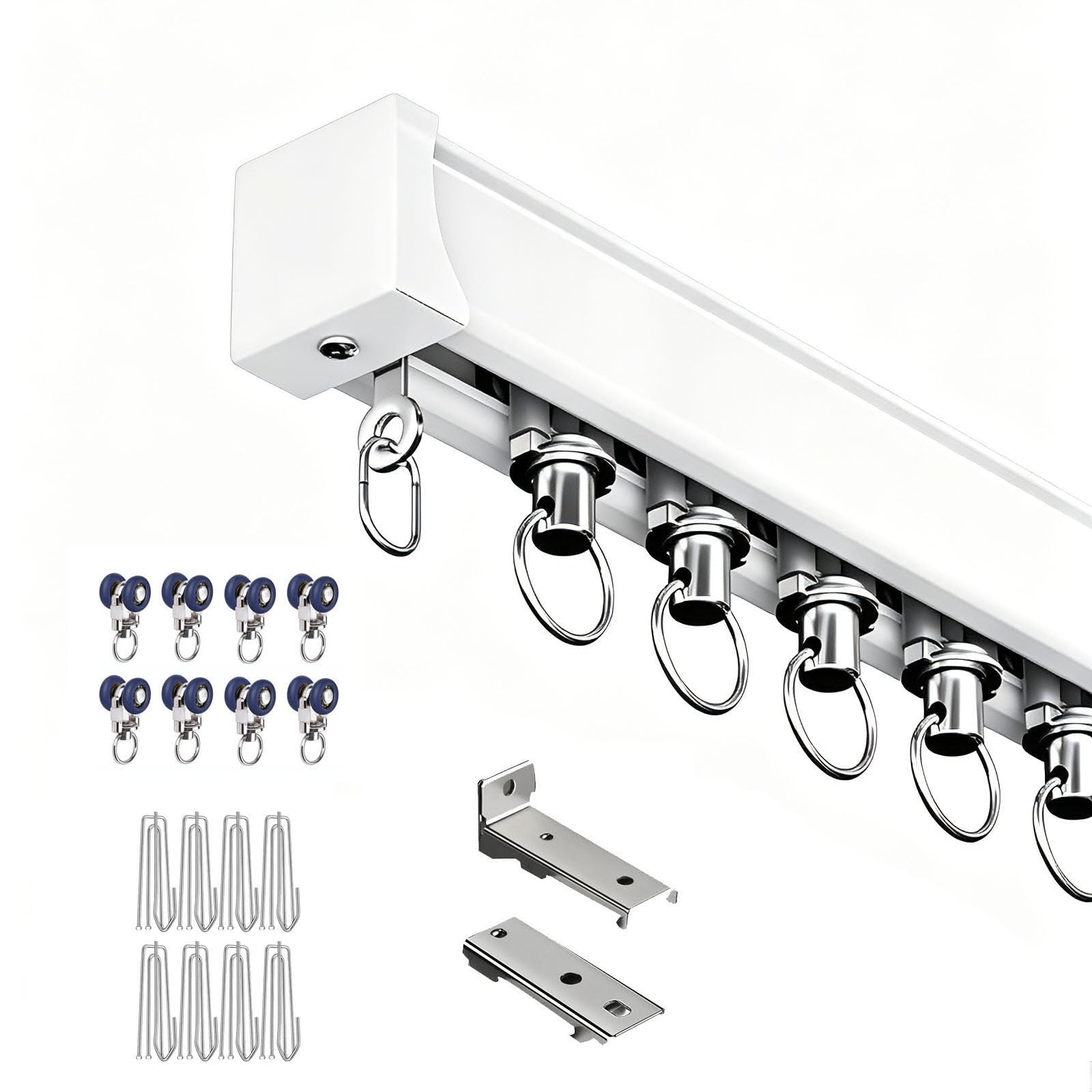 Gardinenschiene, Vorhangschiene aus Aluminium, Deckenmontage, 50-800 cm robustes Schienensystem für schwere Vorhänge, Raumteiler, Wohnzimmer, Schlafzimmer(330cm)