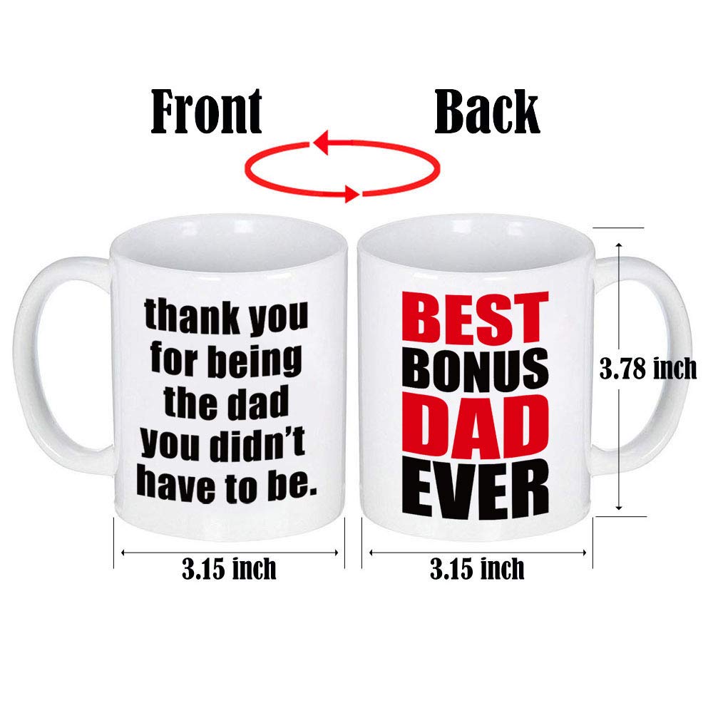 LOZACHE Step Dad Mug, Best Dad Ever Stepfather Ceramic Coffee Mug for Stepdad Fathers Day Step Dad Father Day Gifts from Daughter Son Wife 11OZ