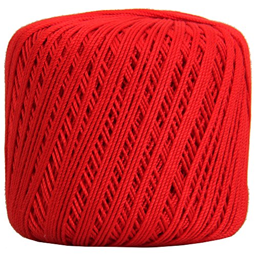 Image of ThreadArt 100% Cotton Crochet Thread Size 3, Red 12 | Soft pure cotton crochet thread for lace, doilies, amigurumi and crafts. Smooth finish with crisp stitch definition.